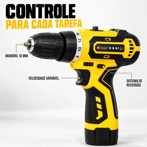 Kit Parafusadeira Mini Motosserra 2 Baterias Maleta Nakasaki