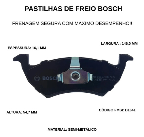 Kit Pastilha De Freio Dianteiro Bosch Vw Gol G6 2013 À 2016