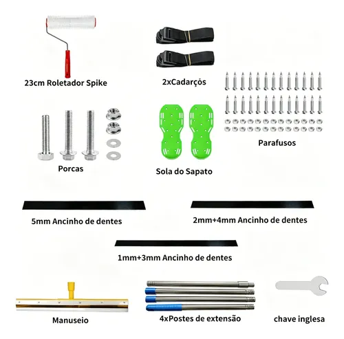 Kit Piso Autonivelante Rodo Dentado Extensor Rolo Fura Bolha
