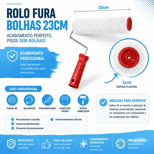 Kit Piso Autonivelante Rodo Dentado Extensor Rolo Fura Bolha