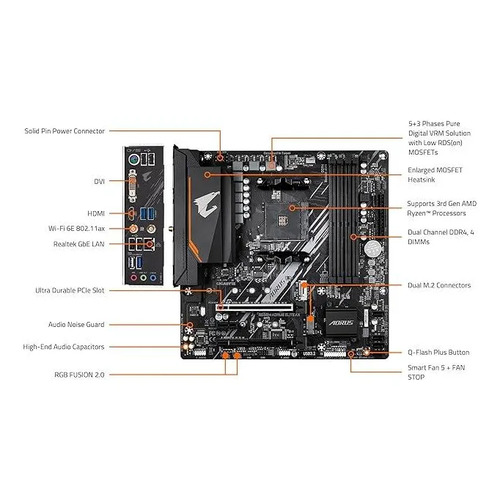 Kit Placa Mãe Gigabyte Aorus Elite B550m Ryzen 7 5700x3d Oem