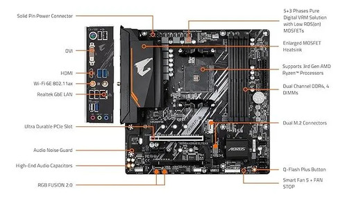 Kit Placa Mãe Gigabyte Aorus Elite B550m Ryzen 7 5700x3d Oem