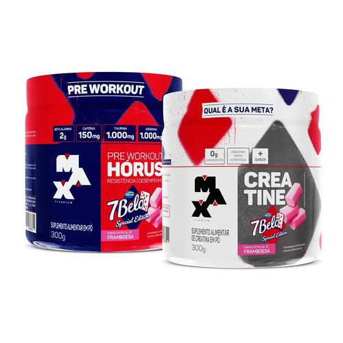 Kit pre treino horus 7 belo creatina 7 belo max titanium 300