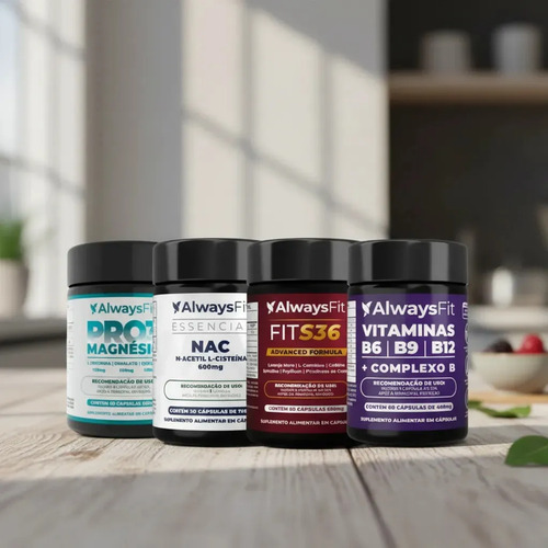 Kit Pro Da Alwaysfit + Pro3mag + Nac + Fits36 E Complexo B Sem Sabor