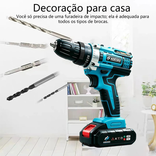 Kit Profissional Parafusadeira e Furadeira Elétrica sem Fio com Baterias ,Carregador, Maleta e Acessórios. Ideal para montagem de móveis, furação em concreto, parafusos em metal, reparos domésticos