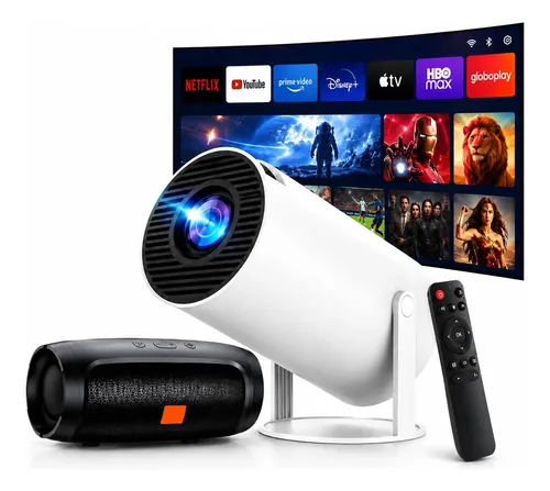 Kit projetor hy300 android wi fi caixa de som bluetooth