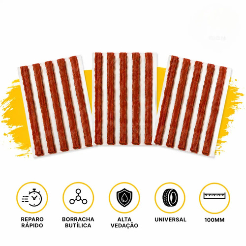Kit Refil Reparo Macarrão Alta Vedação Para Pneus Sem Câmara Remendo Tubeless Carros Moto Bicicleta Bike 15 Unid