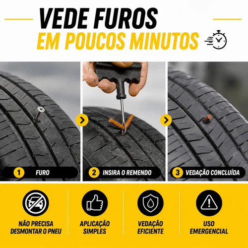 Kit Refil Reparo Macarrão Alta Vedação Para Pneus Sem Câmara Remendo Tubeless Carros Moto Bicicleta Bike 15 Unid