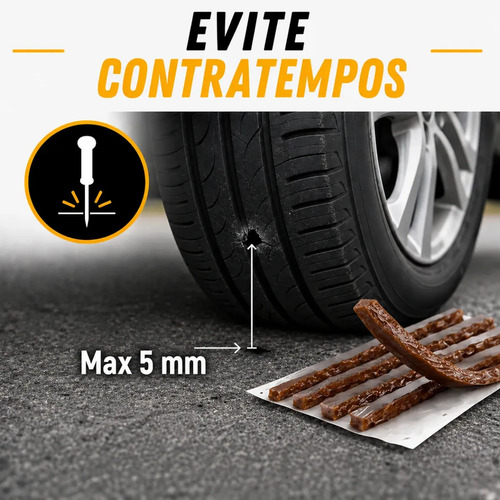 Kit Refil Reparo Macarrão Alta Vedação Para Pneus Sem Câmara Remendo Tubeless Carros Moto Bicicleta Bike 15 Unid