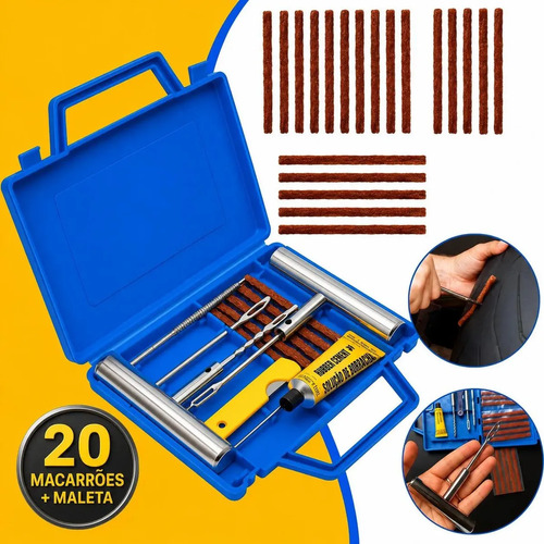 Kit reparo pneu sem camara maleta 20 remendos moto e carro g