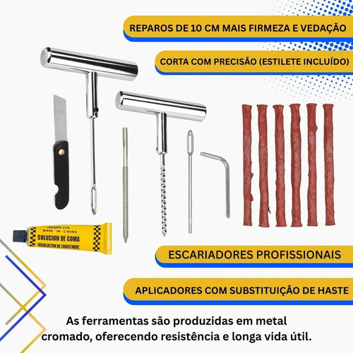 Kit Reparo Pneu Sem Câmara + Maleta 20 Remendos Moto E Carro Gurumania