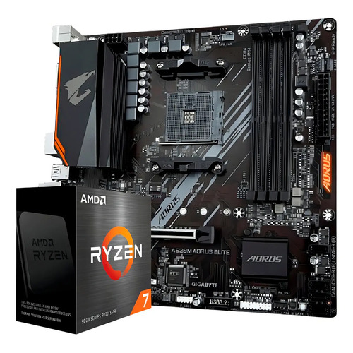 Kit ryzen 7 5700x placa mae gigabyte b550m aorus elite