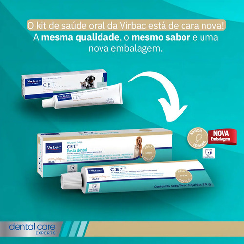 Kit Saúde Oral Virbac Pasta Cet Com Necessaire E Escova sabor frango