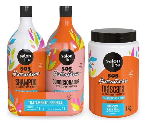 Kit shampoo e condicionador 1l mascara 1kg sos hidratacao co