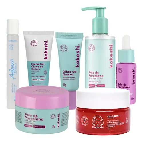 Kit skincare tratamento facial premium kokeshi