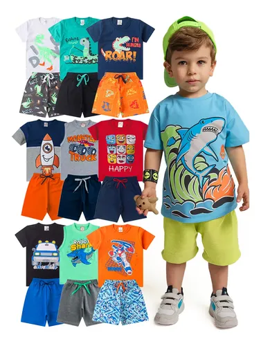 Kit sortido 10 pecas roupas infantil menino verao 5 conjunto