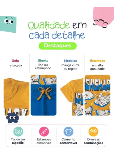 Kit Sortido 10 Peças Roupas Infantil Menino Verão 5 Conjunto