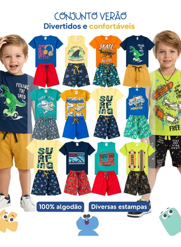 Kit Sortido 10 Peças Roupas Infantil Menino Verão 5 Conjunto