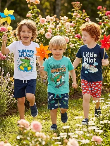 Kit Sortido 10 Peças Roupas Infantil Menino Verão 5 Conjunto