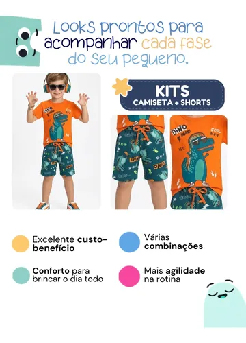 Kit Sortido 10 Peças Roupas Infantil Menino Verão 5 Conjunto