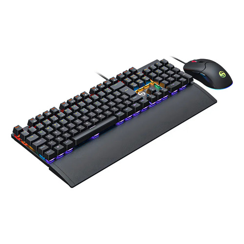 Kit Teclado E Mouse Mecânico Dpi 7200 Abnt2 Gamer Luz Led Rgb Switch Red Usb Mouse Pad Para Computador Pc Ps4 Fire Phoenix Bk-06 Preto