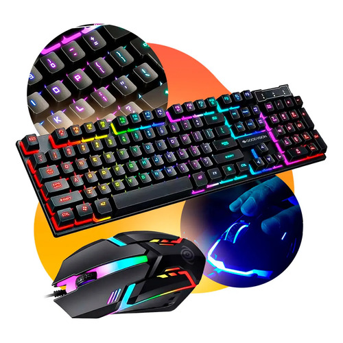 Kit teclado mouse gamer completo barato com fio cabo de 15m