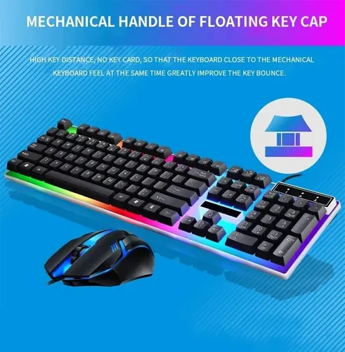 Kit Teclado Mouse Gamer Led Rgb Semi Mecânico Anti Ghosting