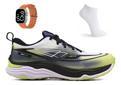 Kit tenis masculino esportivo treino academia meia relogio