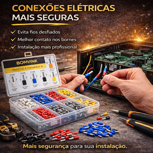 Kit Terminal Ilhós 1250 Peças Tubular Para Fios Elétricos