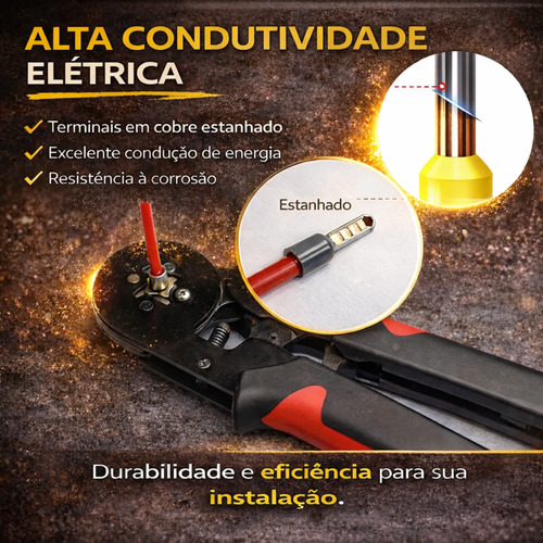 Kit Terminal Ilhós 1250 Peças Tubular Para Fios Elétricos
