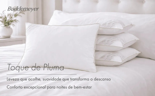 Kit Travesseiro 50x70cm Buddemeyer Toque de Pluma Algodão Branco 2 peças