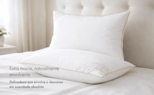 Kit Travesseiro 50x70cm Buddemeyer Toque de Pluma Algodão Branco 2 peças