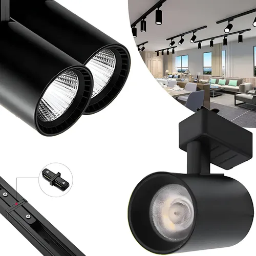 Kit Trilho 3m + 9 Spots 10w Preto/branco Frio Neutro Quente