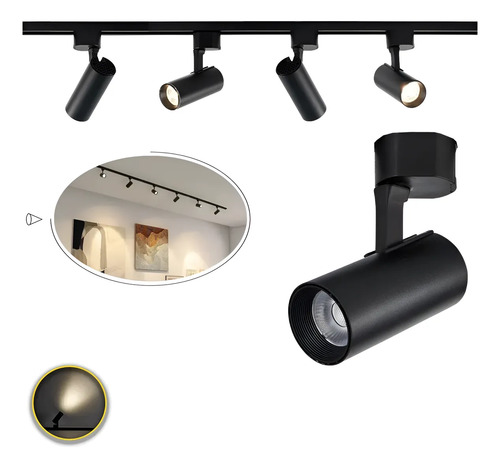 Kit trilho eletrificado 1m 4 spots 15w bivolt pretobranco