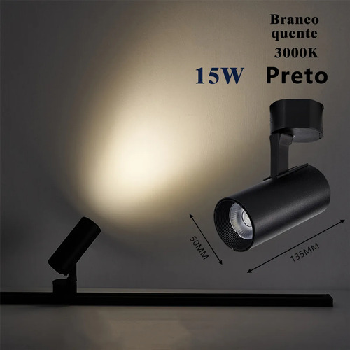 Kit Trilho Eletrificado 1m + 4 Spots 15w Bivolt Preto/branco