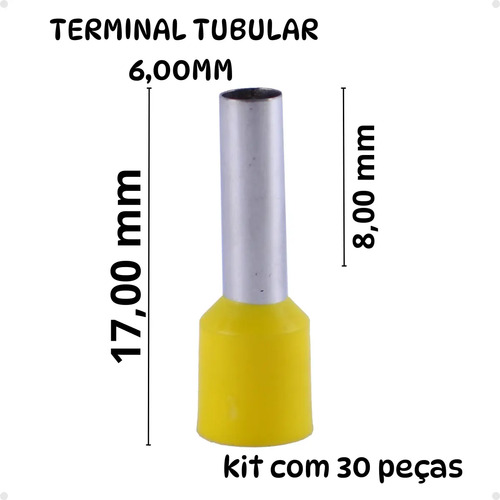 Kit Tubular Ilhós Terminal 2,5 4,0 6,0 10mm Crimpar 200pçs