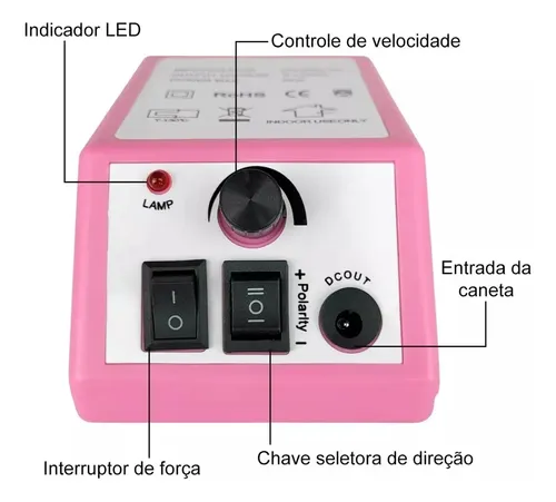 Kit Unhas De Gel Lixadeira Elétrica Cabine Sun Lixa Manicure