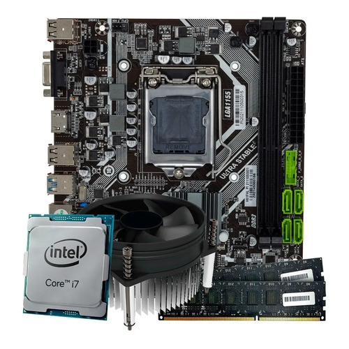 Kit upgrade gamer intel core i7 placa mae 16gb ddr3 preto