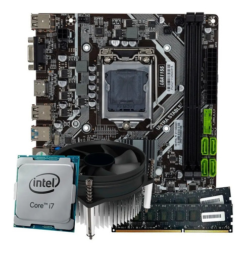 Kit Upgrade Gamer + Intel Core I7 + Placa Mãe + 16gb Ddr3 Preto