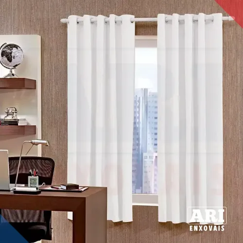 Kit Varão Varal Simples 2 M 19mm Para Cortina Branco Palha