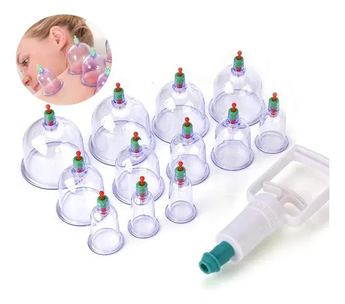 Kit Ventosas Com Bomba Ventosa Terapia Massoterapia Massagem