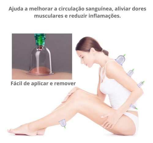 Kit Ventosas Com Bomba Ventosa Terapia Massoterapia Massagem