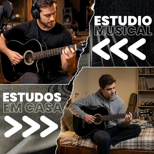 Kit Violão Eletroacústico Giannini Start SF-14 Preto de Aço com Afinador e Capa Soundblue