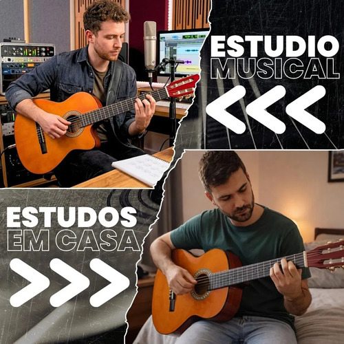 Kit Violao Giannini Eletroacustico Corda Nylon Destro Flat Cutaway Nailon Profissional Eletrico Acustico Estudo Iniciante Natural Acessorios Completo Soundblue Afinador Correia Capa Cabo Capotraste