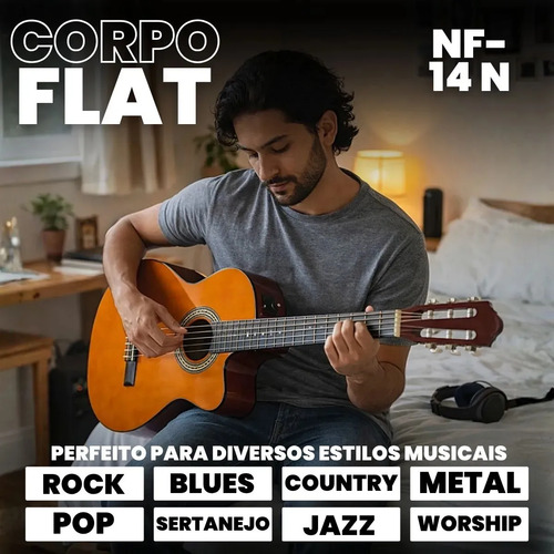 Kit Violao Giannini Eletroacustico Corda Nylon Destro Flat Cutaway Nailon Profissional Eletrico Acustico Estudo Iniciante Natural Acessorios Completo Soundblue Afinador Correia Capa Cabo Capotraste