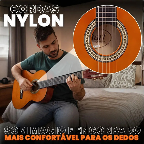 Kit Violao Giannini Eletroacustico Corda Nylon Destro Flat Cutaway Nailon Profissional Eletrico Acustico Estudo Iniciante Natural Acessorios Completo Soundblue Afinador Correia Capa Cabo Capotraste