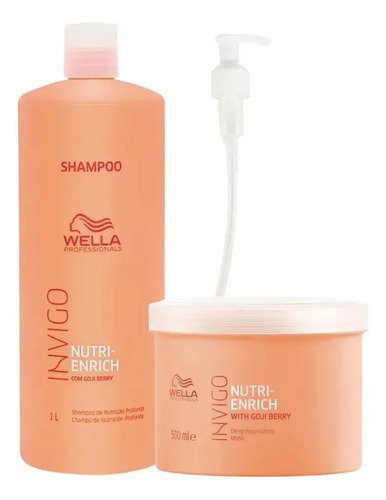 Kit wella nutri enrich shampoo 1000ml mascara 500ml invigo