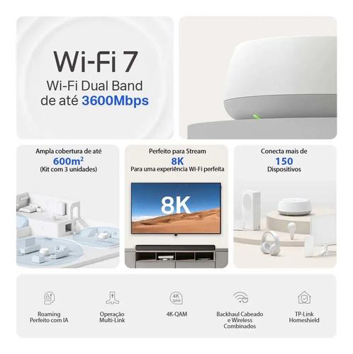 Kit X3 Tp-link Deco Be22 Roteador Wi-fi 7 Dual Band Bivolt