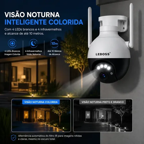 Kit2 Câmera Dome Wi-fi Ptz 1080p Visão Noturna Rotação 360°