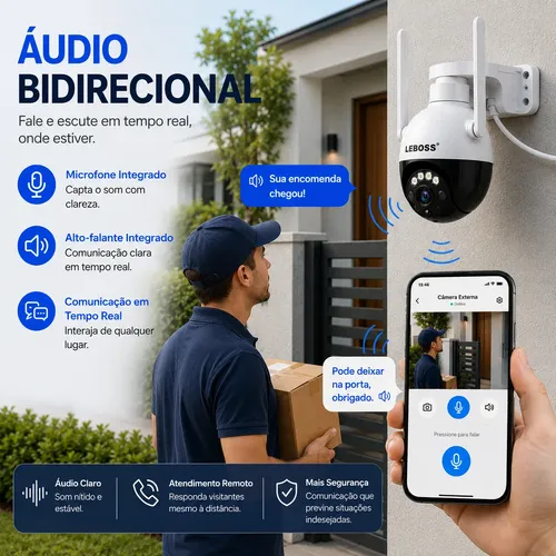 Kit2 Câmera Dome Wi-fi Ptz 1080p Visão Noturna Rotação 360°